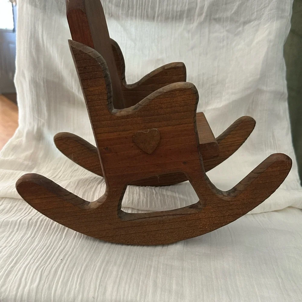Vintage Wooden Rocking Chair Handmade Sturdy Construction - Picture 4 of 6